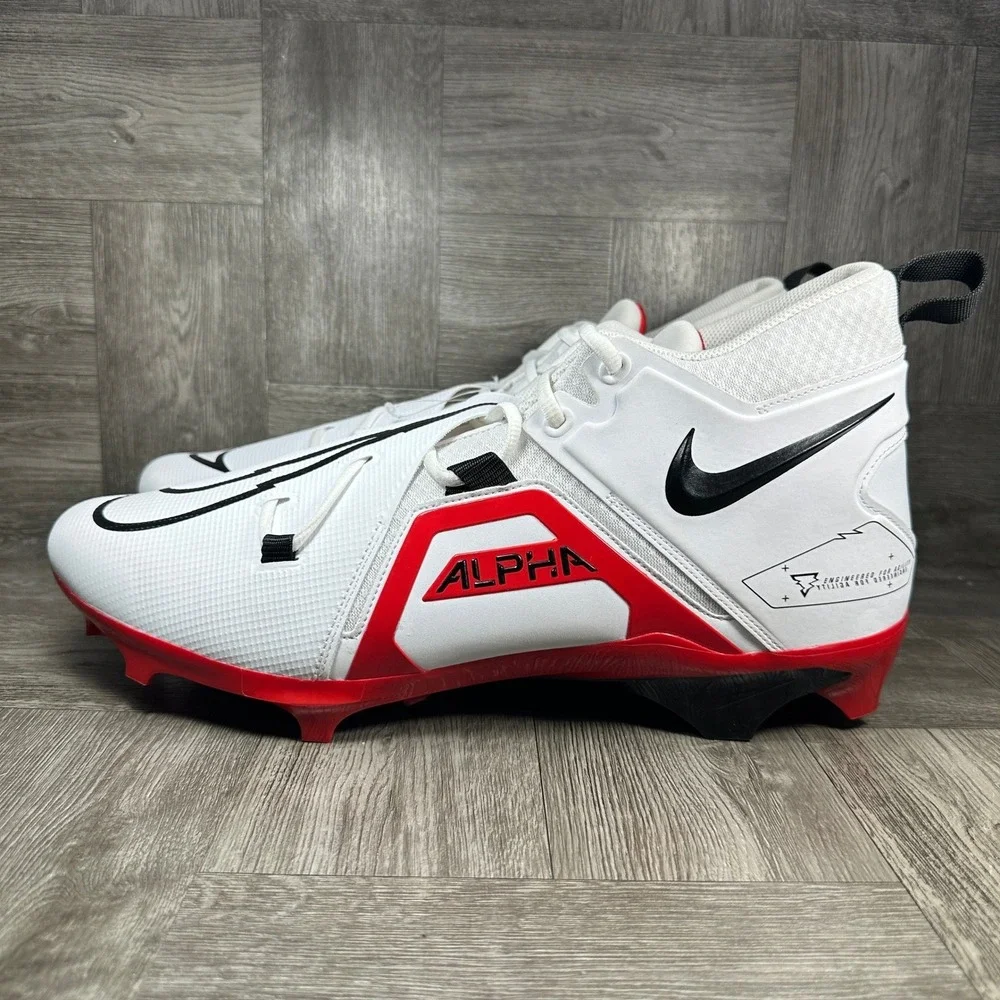Nike Alpha Menace Pro 3 Mens Size 16 White Red Football Cleats NEW CT6649-103